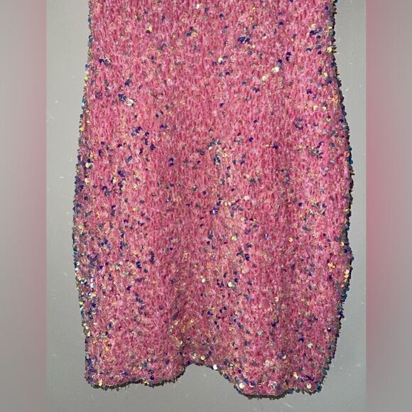 Lucy in the Sky Iridescent Sequin BodyCon Dress in Pink Size Small - Picture 4 of 9